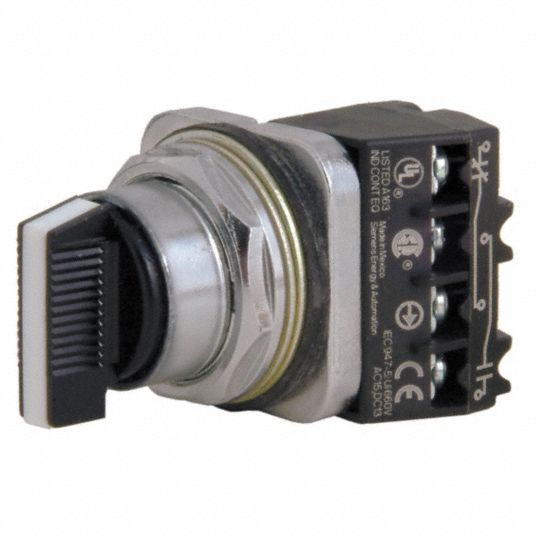 SIEMENS Non-Illuminated Selector Switch: 30 mm Size, 3 Position, Metal,  2NO/2NC, 1/12/13/3/3R/4/4X