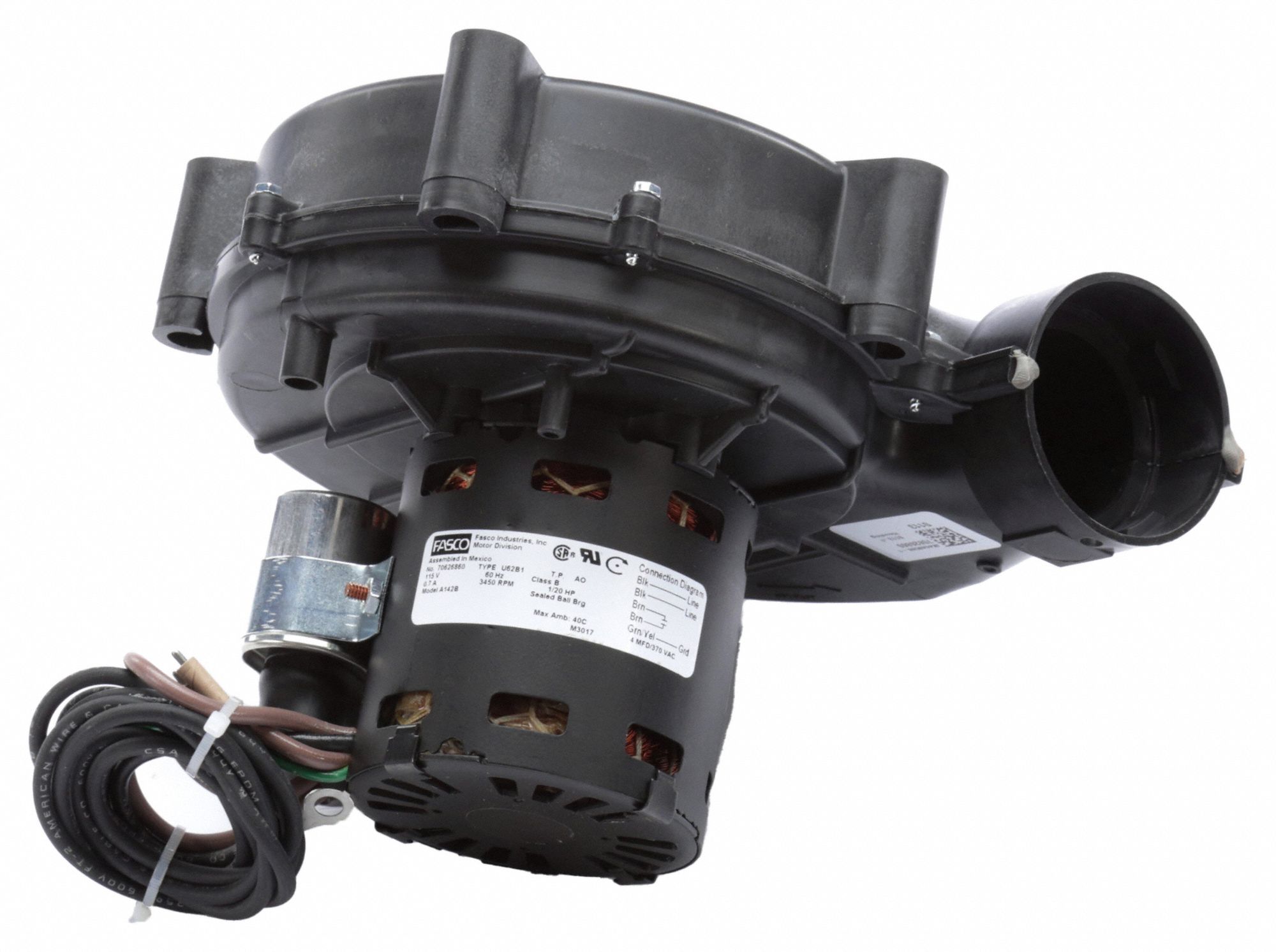 thumbnail image 2 of Fasco A064 Induced Draft Furnace Blower | 115V Steel, 8-5/8"W X 7-1/2"H For Gas Furnaces 2 of 4