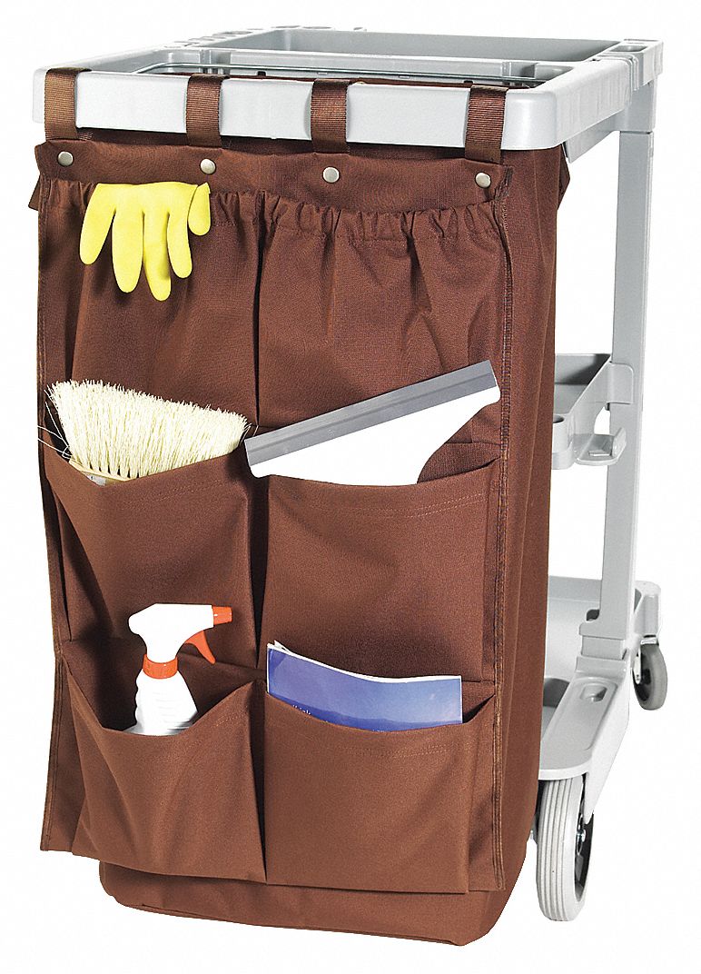 GRAINGER APPROVED Caddy Brown, Polyester/PVC Backing, For Use With Most Housekeeping Carts