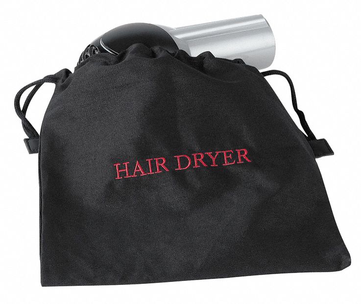 HAIR DRYER BAG,12X12IN,BLACK,COTTON/POLY