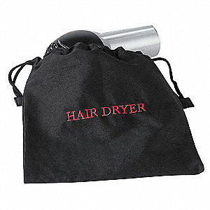 HAIR DRYER BAG,12X12IN,BLACK,COTTON/POLY