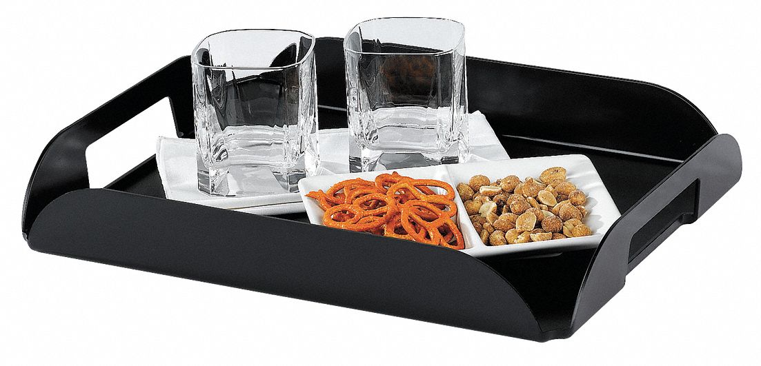 HOSPITALITY 1 SOURCE Black Plastic Coffee Tray, 11 in x 14 in x 1 1/2