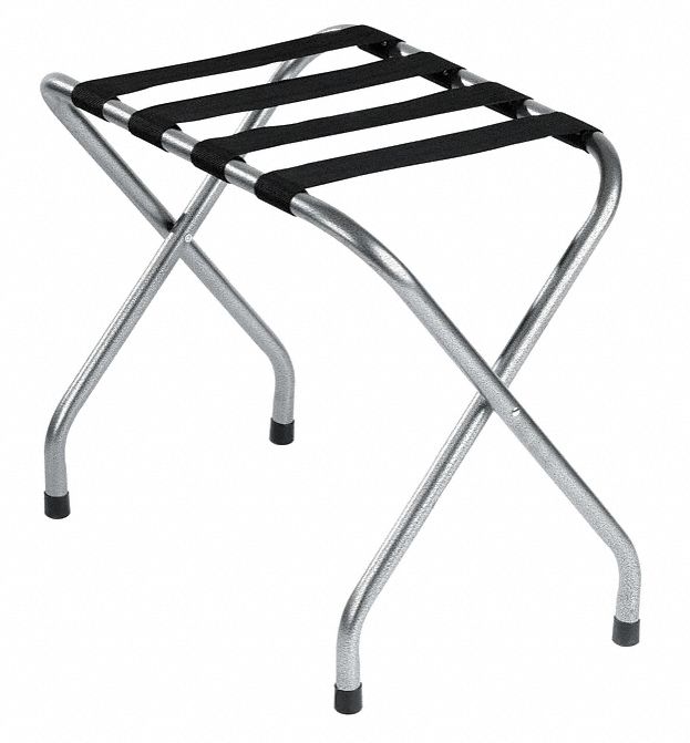 Folding Luggage Rack: 500 lb Load Capacity, Silver Hammertone, Steel