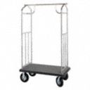 71 in Stainless Steel Bellmans Cart with Gray Carpet and Polished Frame, Brushed Top Crossbar Finish