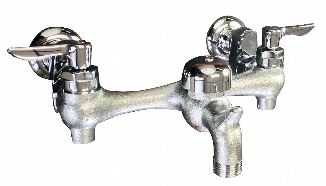 Rigid Utility Sink Faucet Vandal Resistant Lever Handle Type Rough Chrome Finish