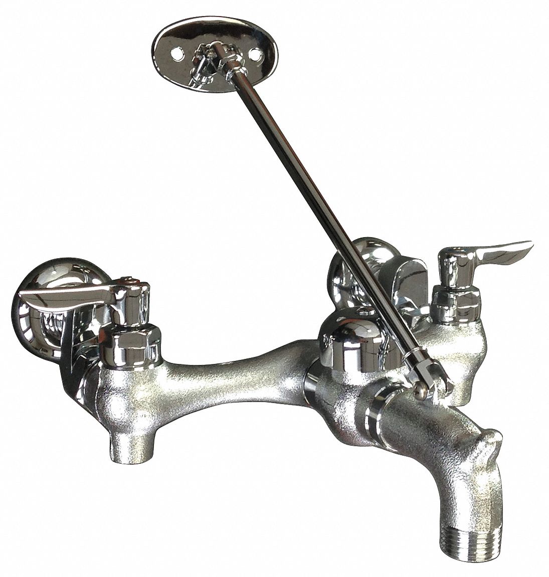 Rigid Utility Sink Faucet Vandal Resistant Lever Handle Type Rough Chrome Finish