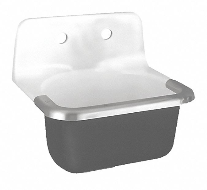 SERVICE SINK: 8 IN, AMERICAN STD, ENAMELED CAST IRON/WHITE, 14⅛ IN X 18½ IN BOWL SIZE