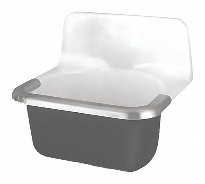 Wall Mount Utility Sink 1 Bowl White Black 20 1 2 L X 24 W X 42 1 4 H