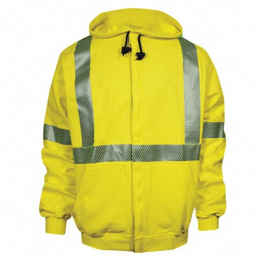 NATIONAL SAFETY APPAREL Hi-Visibility Yellow Flame-Resistant Hooded ...