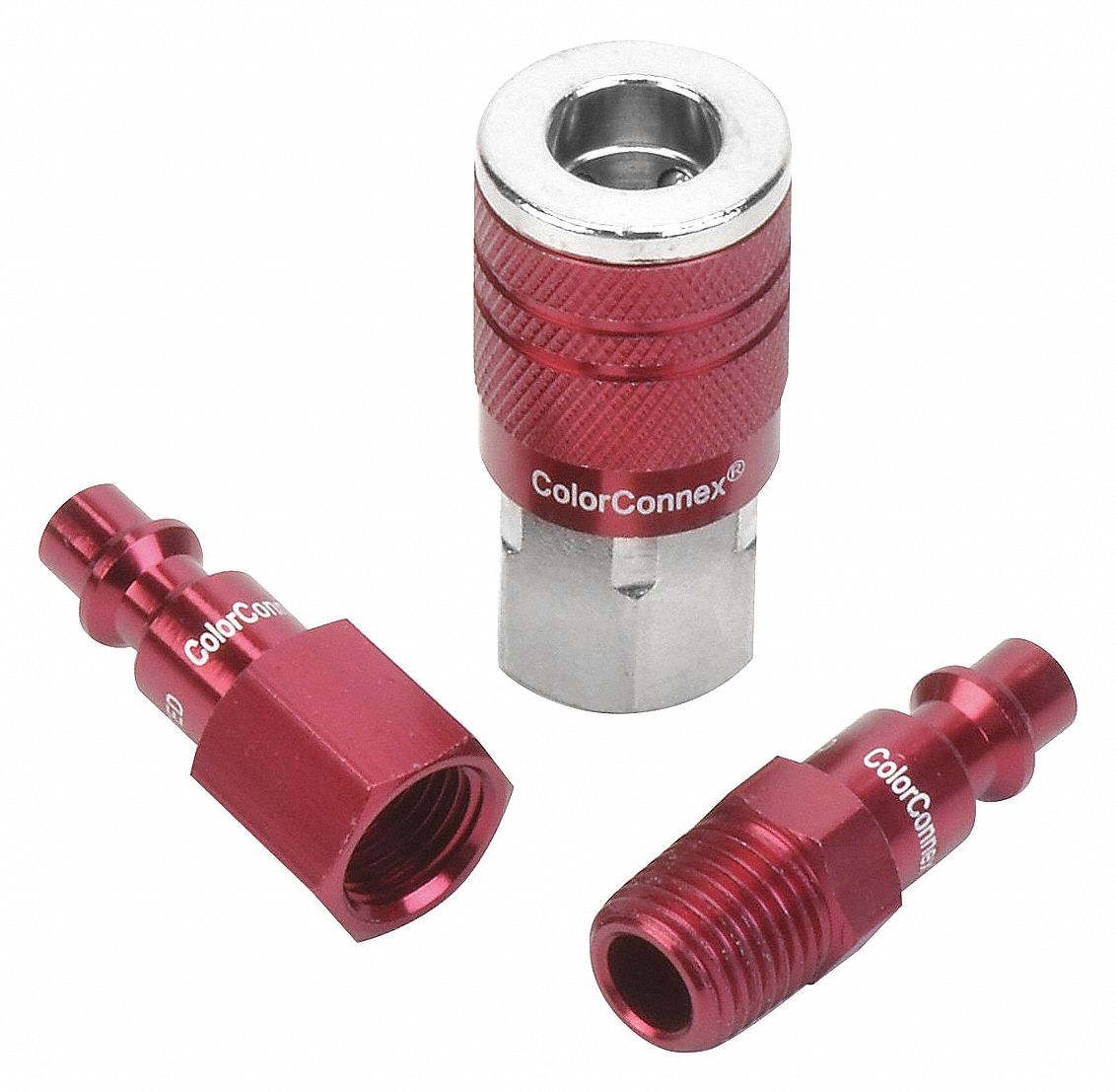 Quick Connect Hose Coupling Set: 1/4 in Coupling Size, Sleeve, 1/4"-18 Thread Size