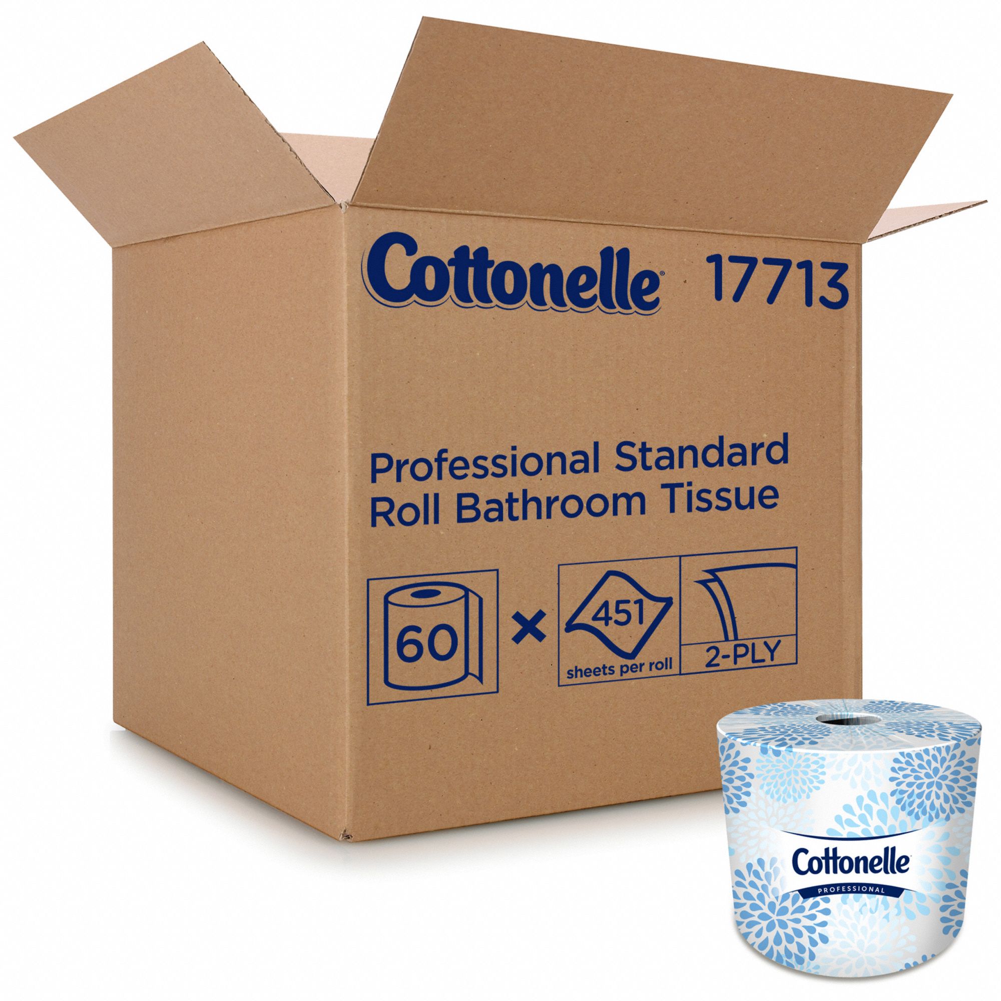 COTTONELLE TOILET PAPER ROLL, STANDARD CORE, 2 PLY, SHEET SIZE 4 X 4 IN, 150 FT, 60 PK