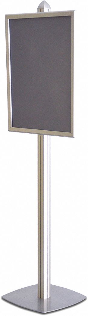 INDOOR DISPLAY STAND, POLE, SNAP FRAME, SILVER, 22X76 IN, OVERALL HEIGHT 76 IN, ALUMINIUM