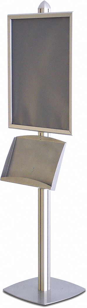 INDOOR DISPLAY STAND W/SHELF, SNAP FRAME, SILVER, 22X76 IN, OVERALL HEIGHT 76 IN, ALUMINUM