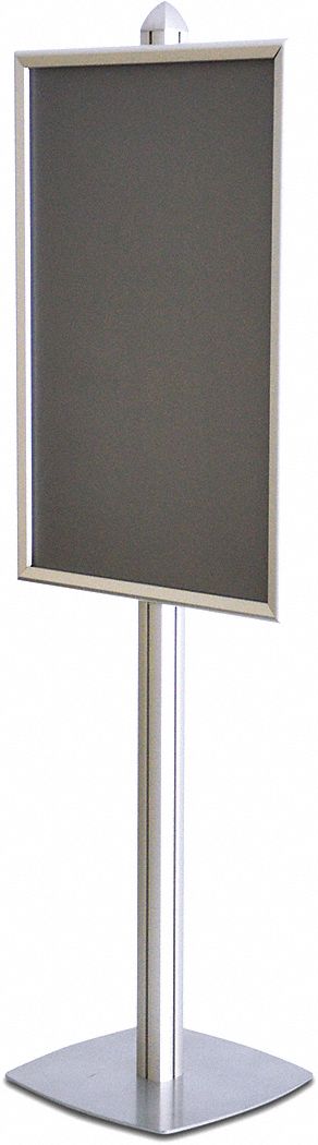 INDOOR DISPLAY STAND, POLE, SNAP FRAME, SILVER, 24X76 IN, OVERALL HEIGHT 76 IN, ALUMINUM