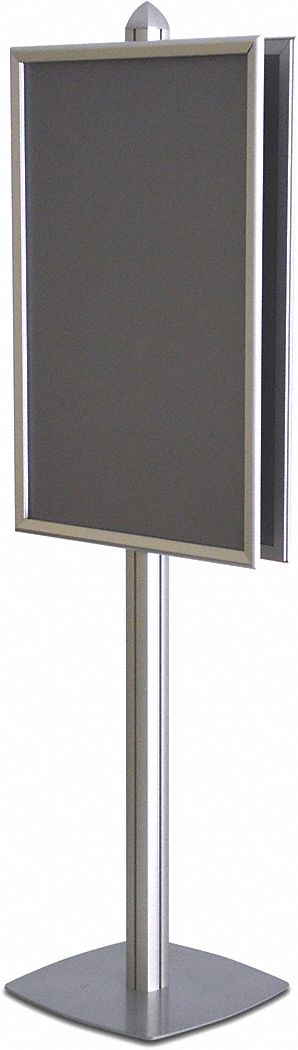 INDOOR DISPLAY STAND, POLE, 2 SIDE, SILVER, 24X76 IN, OVERALL HEIGHT 76 IN, ALUMINUM