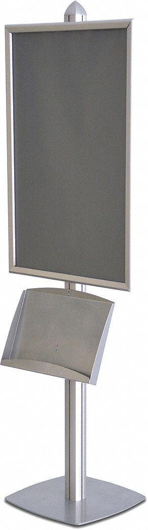 INDOOR DISPLAY STAND, POLE, SHELF, SILVER, 24X76 IN, OVERALL HEIGHT 76 IN, ALUMINUM