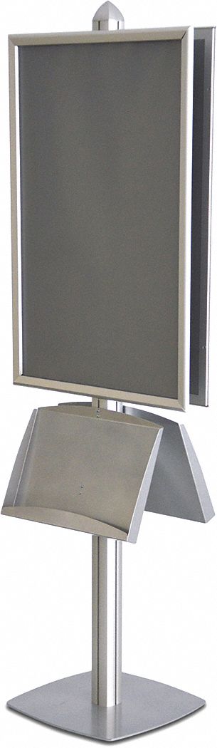 INDOOR DISPLAY STAND, 2 SIDE, 2 SHELF, SILVER, 24X76 IN, OVERALL HEIGHT 76 IN, ALUMINUM