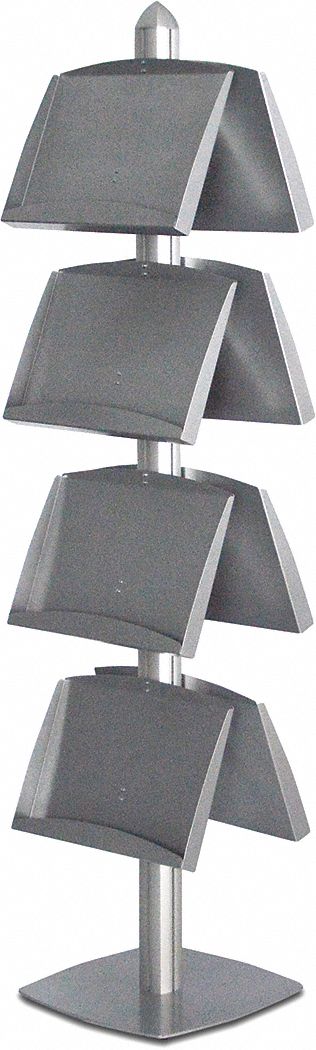 INDOOR DISPLAY STAND,2 SIDE, 8 SHELF,SILVER,18 1/2X76 IN,OVERALL HEIGHT 76IN,ALUMINUM