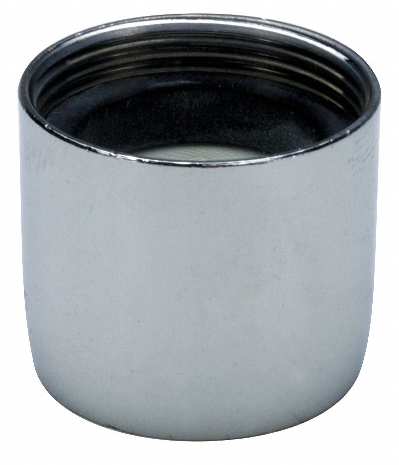 Aerator: 0.5 gpm Flow Rate, Spray Flow Outlet, Brass, Chrome Finish, 3/4"-27 Connection Size