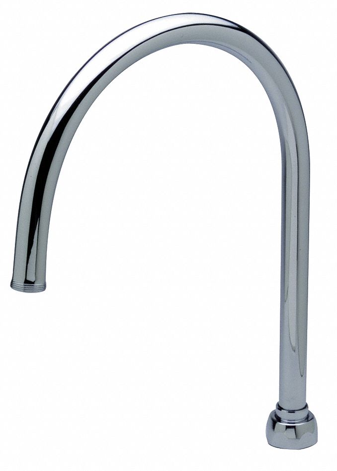 SPOUT: GOOSENECK FAUCET SPOUT, FITS ZURN BRAND, CHROME FINISH, FOR AQUASPEC SERIES, ¾-27 MALE