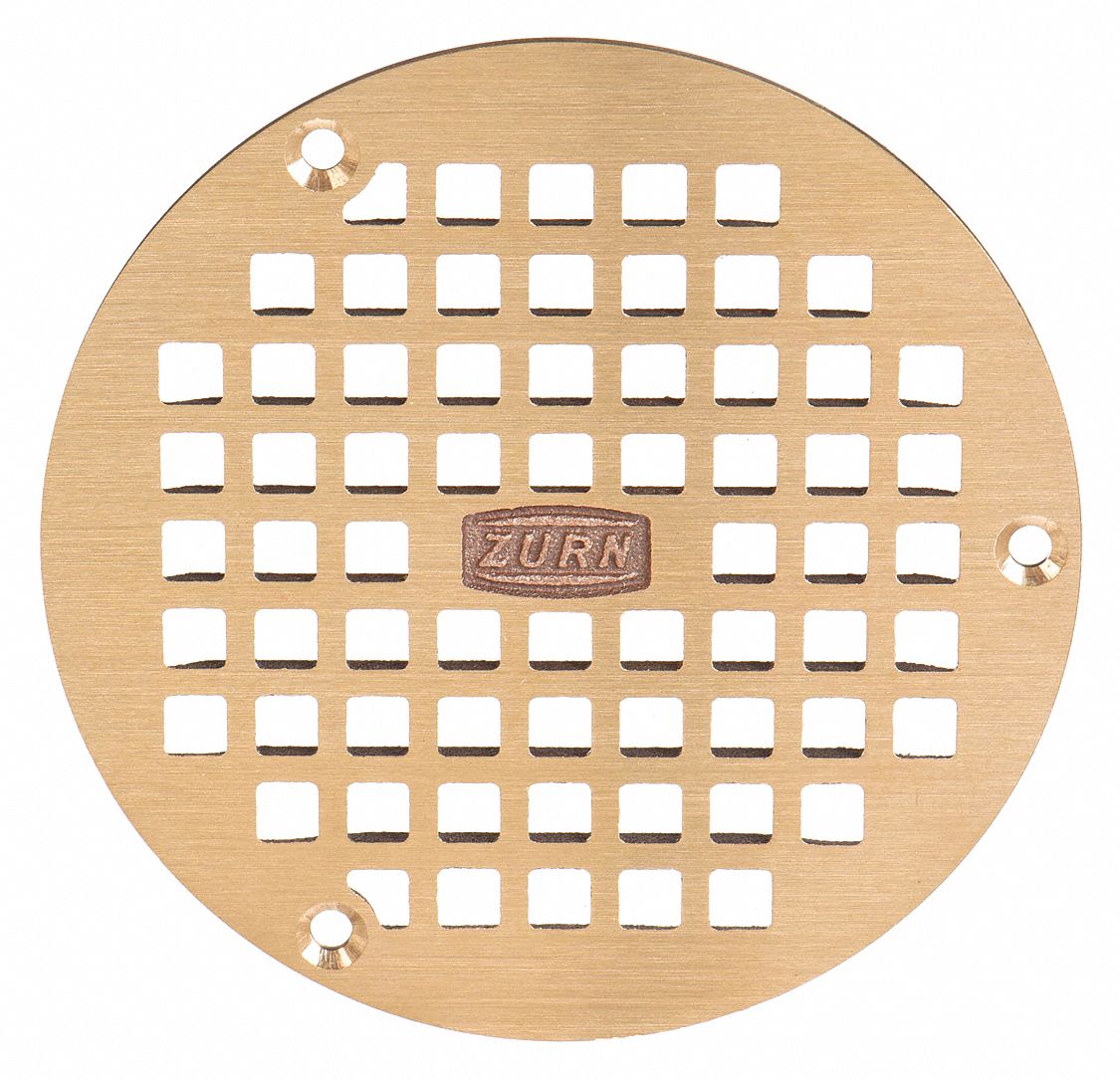 Strainer: Round, Square Holes, 5 in Overall Dia, 1/2 in Thick, Bronze, Bronze, Bronze, Drop-In