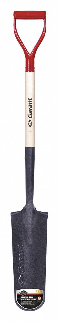 DRAIN SPADE,D-GRIP HANDLE,16 IN LENGTH X 5 1/2 IN WIDTH BLADE,25 3/4 IN HANDLE,ASH WOOD/FORGED STEEL