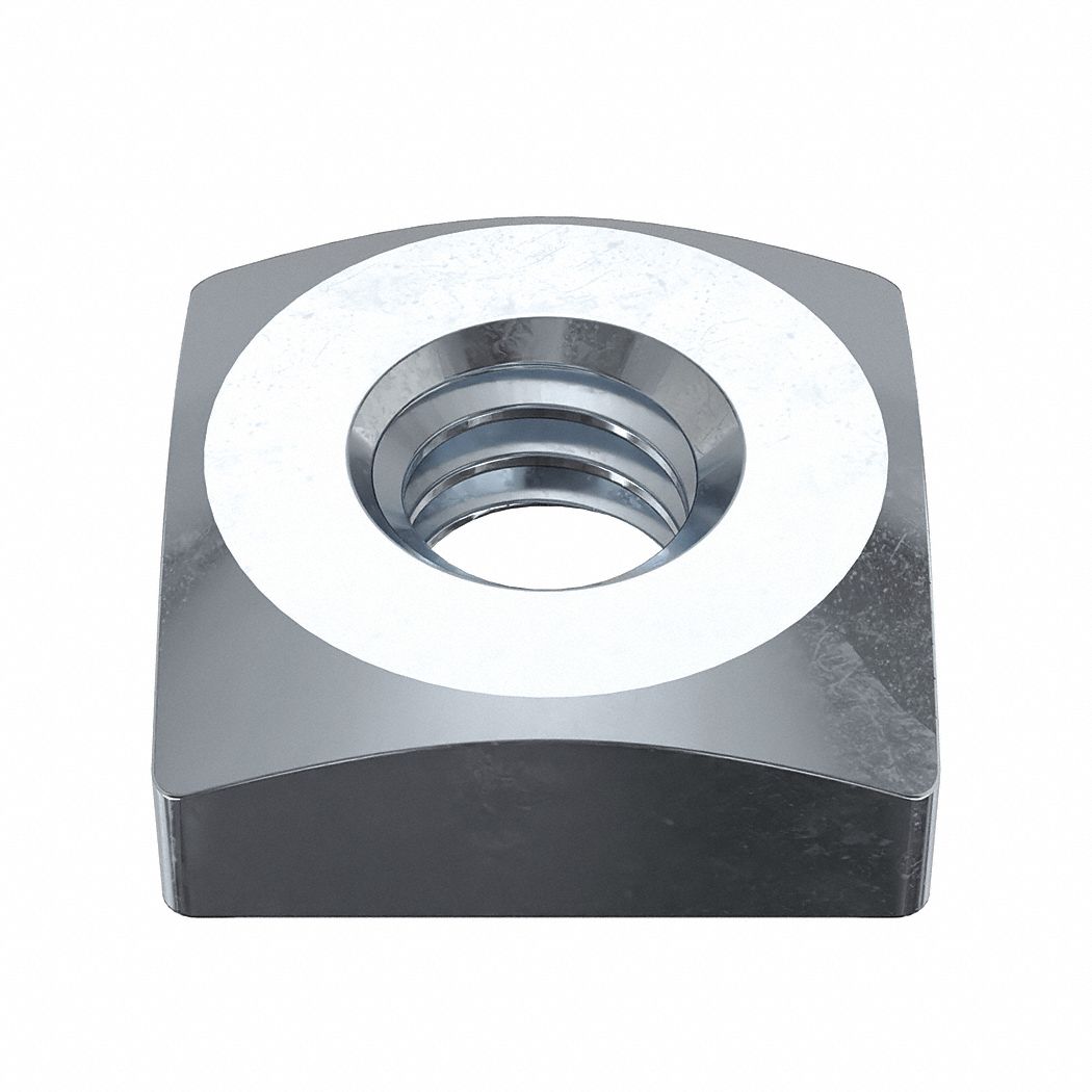 Square Nut: #8-32 Thread Size, Steel, Grade A, Zinc-Plated, 1/8 in Ht, 11/32 in Wd, 100 PK