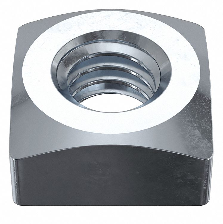 Square Nut: 5/16"-18 Thread Size, Steel, Grade A, Zinc-Plated, 17/64 in Ht, 9/16 in Wd, 100 PK