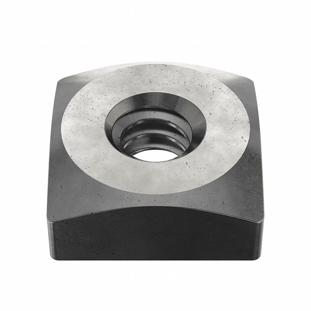 Square Nut: #6-32 Thread Size, Steel, Grade A, Plain, 1/8 in Ht, 5/16 in Wd, 100 PK