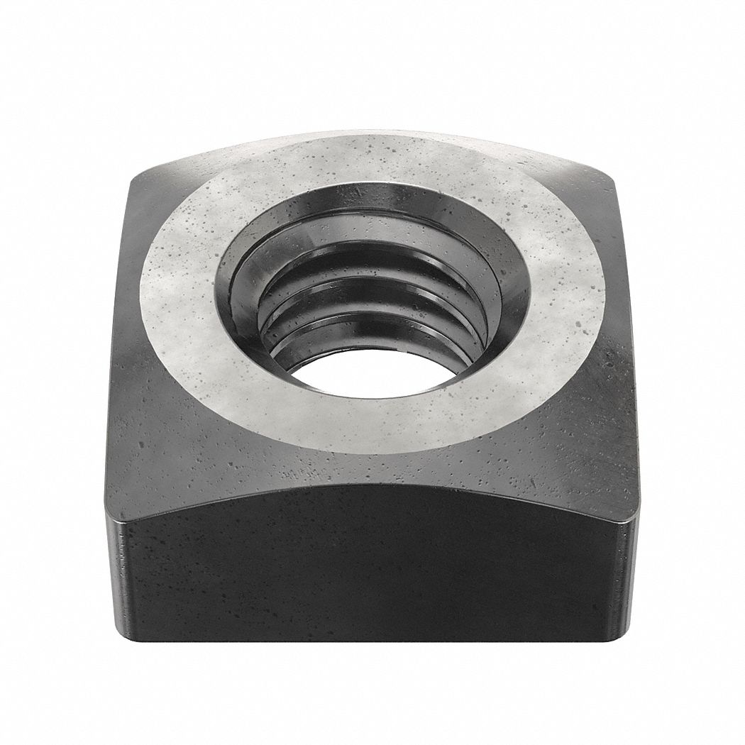 Square Nut: 5/16"-18 Thread Size, Steel, Grade A, Plain, 17/64 in Ht, 9/16 in Wd, 100 PK