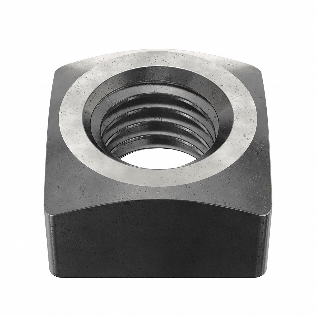 Square Nut: 5/8"-11 Thread Size, Steel, Grade A, Plain, 35/64 in Ht, 1 in Wd, 25 PK