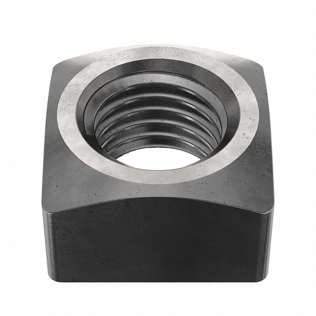 Square Nut: 7/8"-9 Thread Size, Steel, Grade A, Plain, 49/64 in Ht, 1 5/16 in Wd, 5 PK