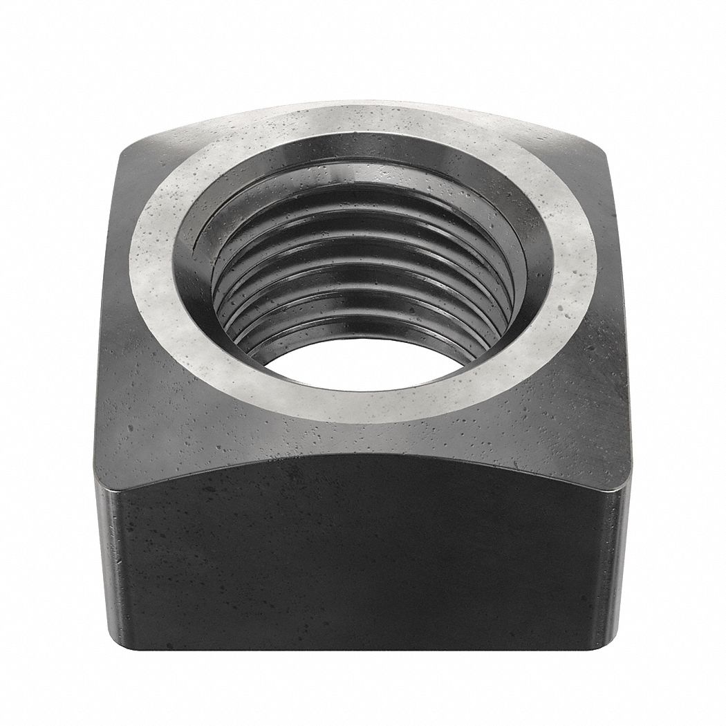 Square Nut: 1 1/2"-6 Thread Size, Steel, Grade A, Plain, 1 5/16 in Ht, 2 1/4 in Wd
