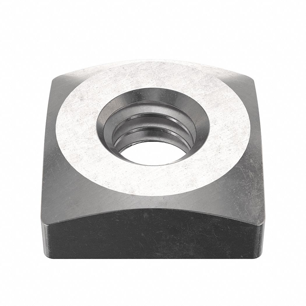 Square Nut: #8-32 Thread Size, Stainless Steel, 18-8, Plain, 1/8 in Ht, 11/32 in Wd, 50 PK