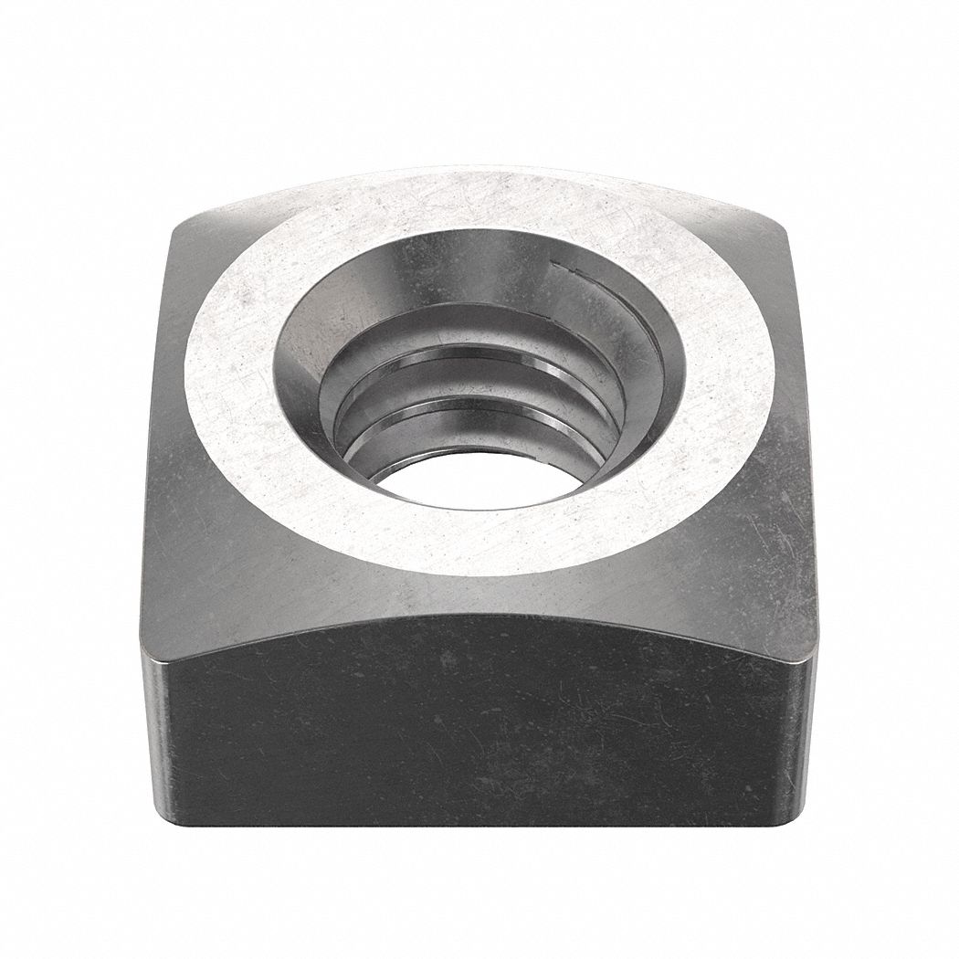 Square Nut: 1/4"-20 Thread Size, Stainless Steel, 18-8, Plain, 7/32 in Ht, 7/16 in Wd, 25 PK