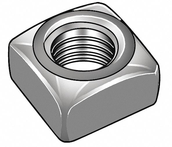 GRAINGER APPROVED Square Nut 1/2"13 Thread Size, Steel, Grade 5