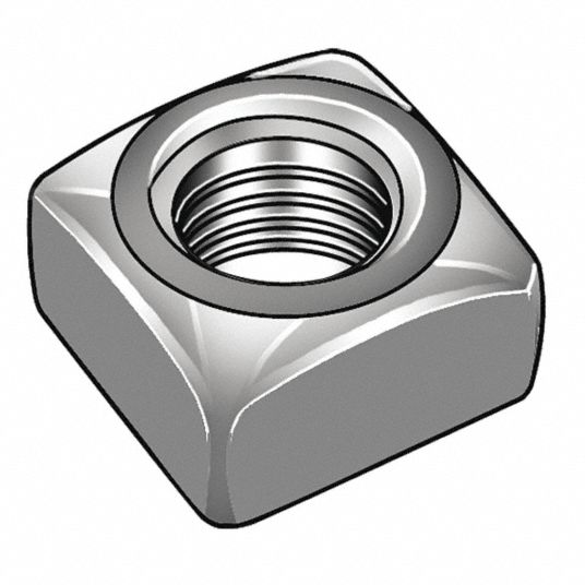 GRAINGER APPROVED Square Nut Low Carbon Steel, Plain, 5/16"18 Thread