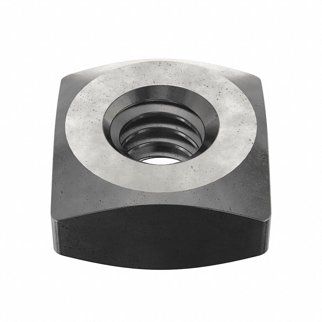 Square Nut: 1/4"-20 Thread Size, Steel, Grade A, Plain, 1/4 in Ht, 1/2 in Wd, 50 PK