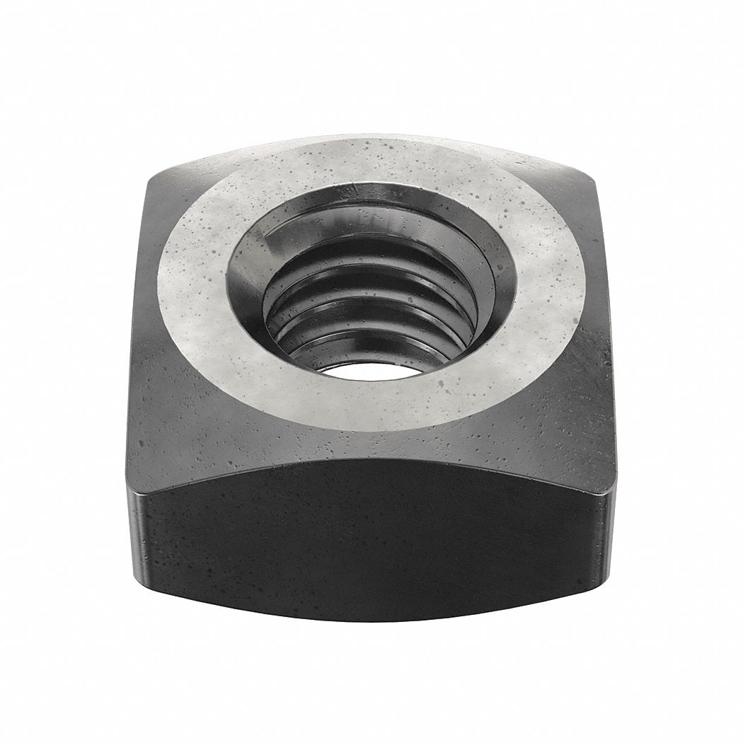 Square Nut: 5/16"-18 Thread Size, Steel, Grade A, Plain, 5/16 in Ht, 9/16 in Wd, 50 PK