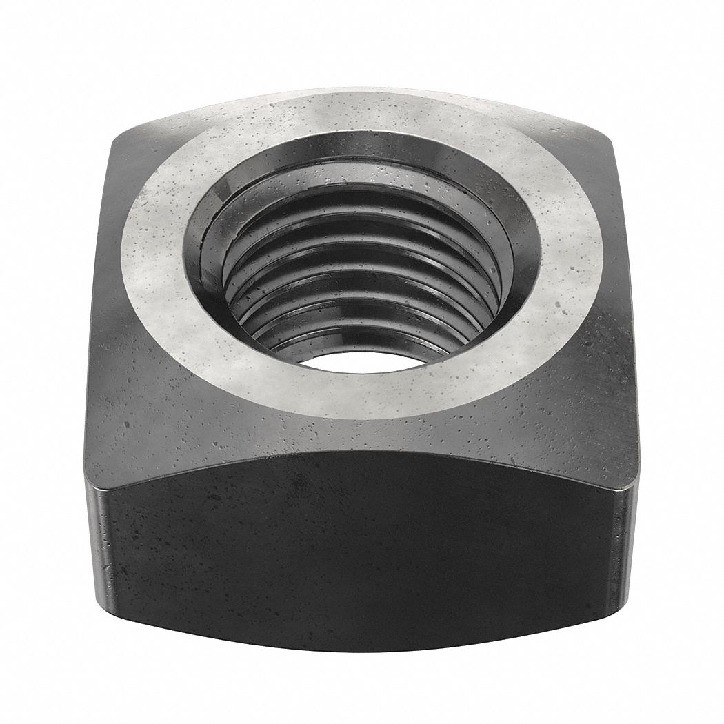 Square Nut: 7/8"-9 Thread Size, Steel, Grade A, Plain, 7/8 in Ht, 1 7/16 in Wd, 5 PK