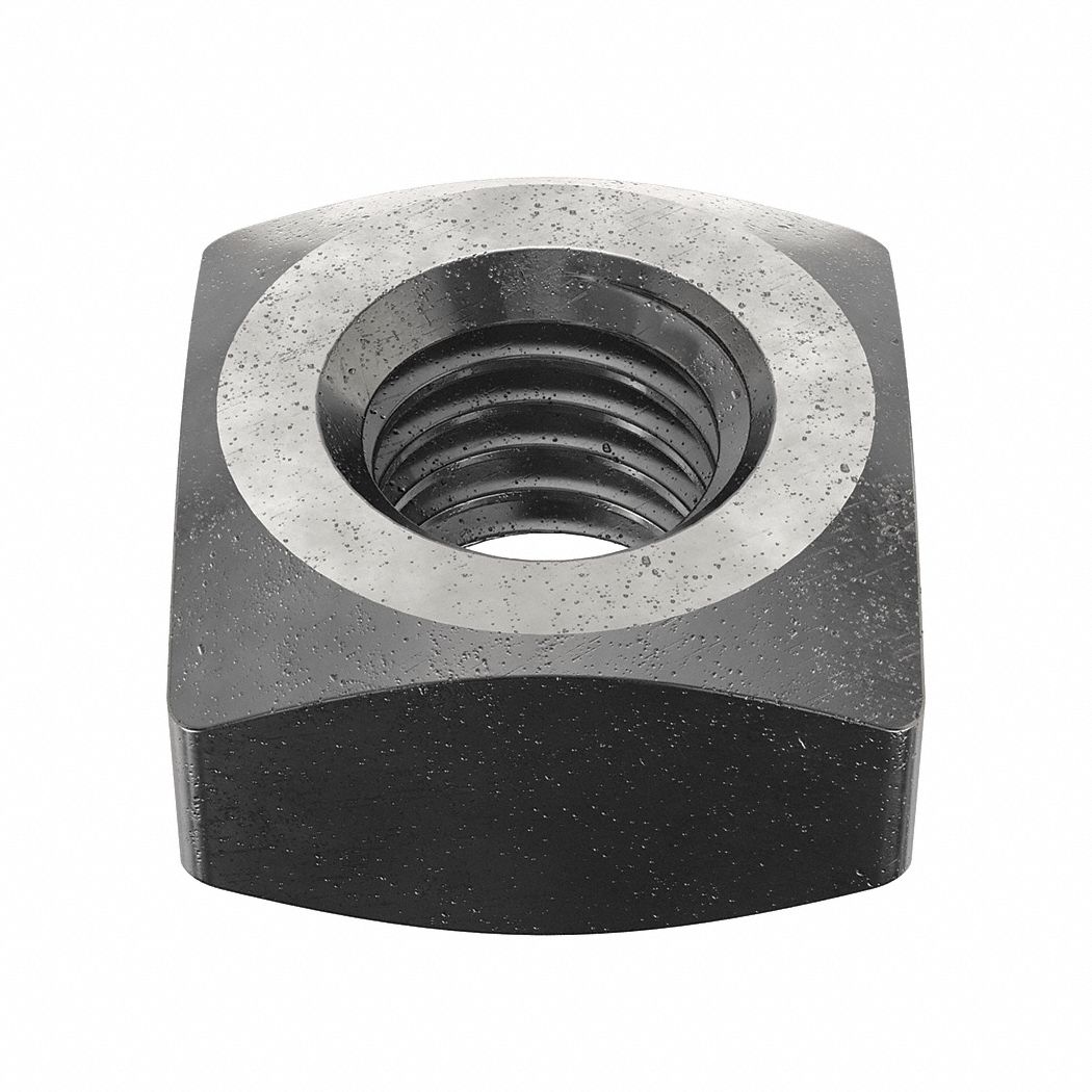 Square Nut: 1/2"-13 Thread Size, Steel, Grade 5, Plain, 1/2 in Ht, 7/8 in Wd, 25 PK