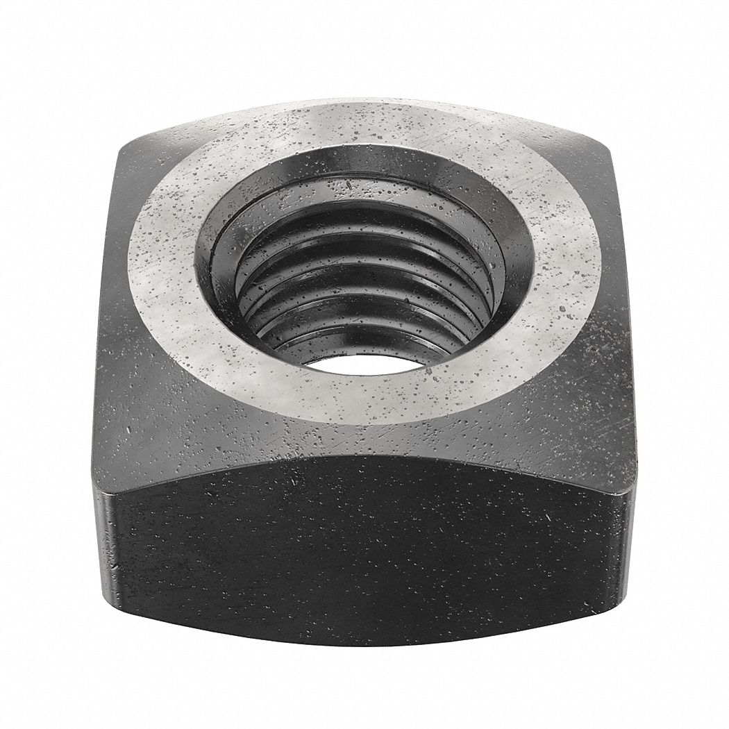 Square Nut: 5/8"-11 Thread Size, Steel, Grade 5, Plain, 5/8 in Ht, 1 1/16 in Wd, 10 PK