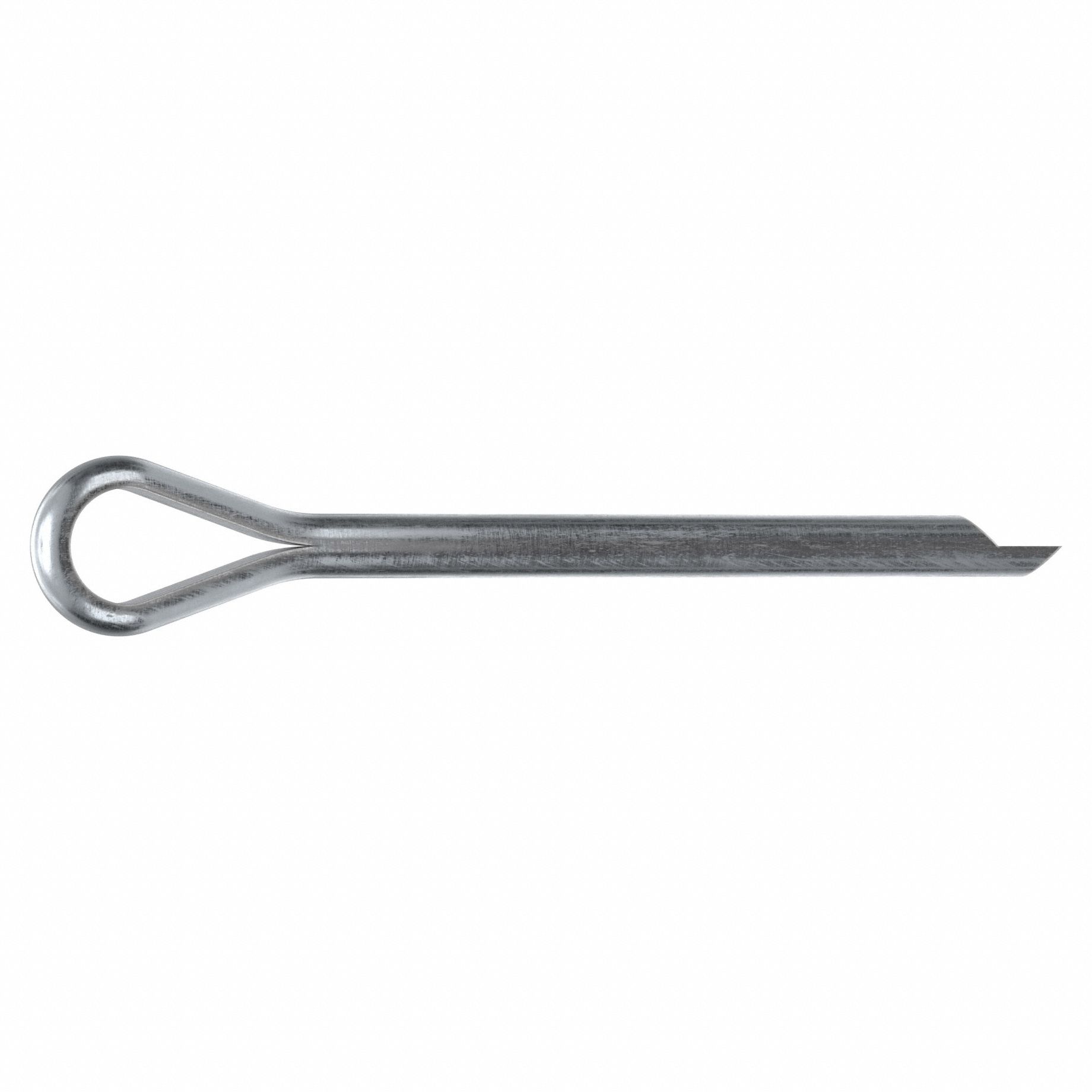 Cotter Pin, 5/32 in dia, 1 3/4 in L, PK100: Extended Prong, Inch, 5/32 in Pin Dia, Steel, 100 PK