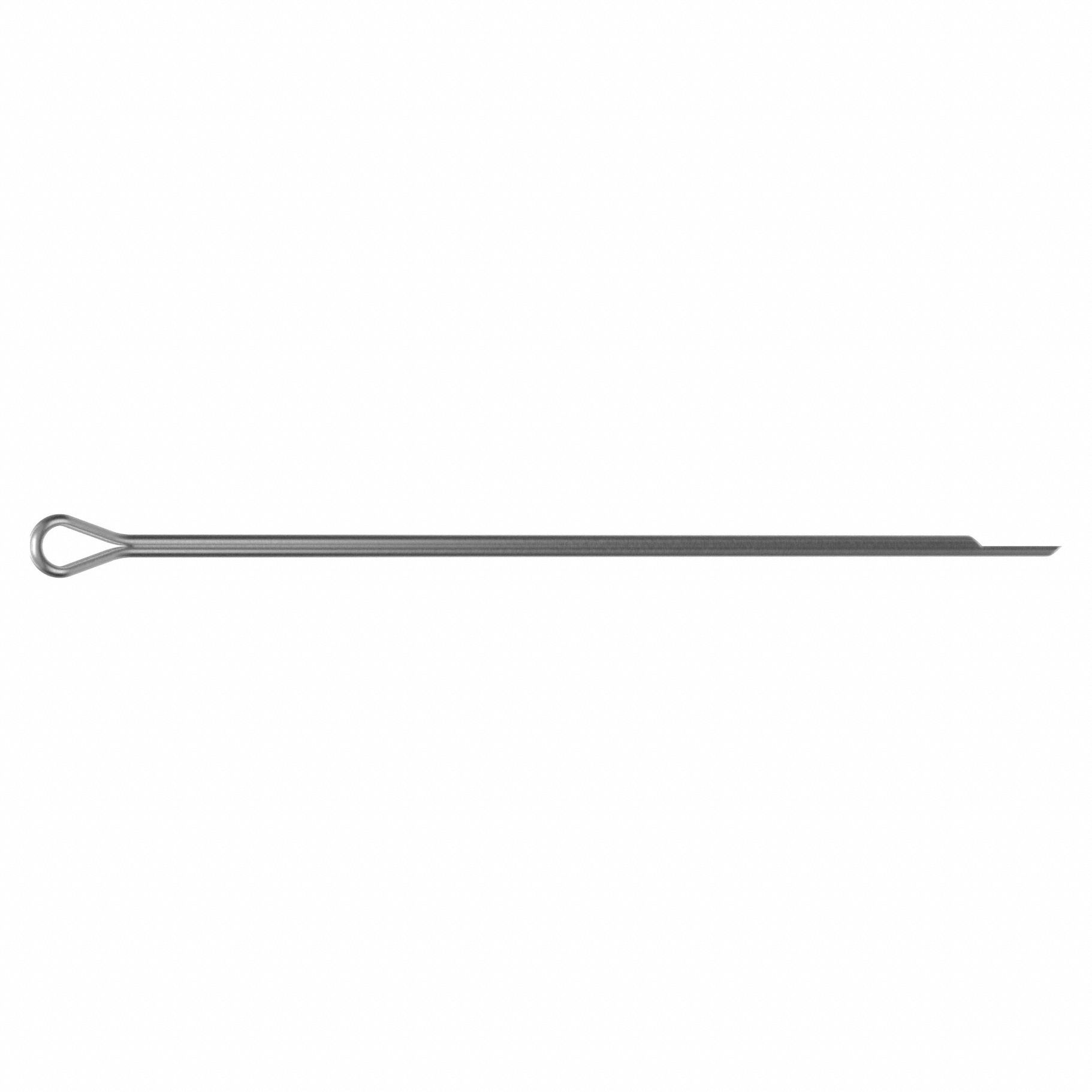 Cotter Pin, 1/16 in dia, 2 1/2 in L, PK100: Extended Prong, Inch, 1/16 in Pin Dia, 18-8, Plain, 100 PK