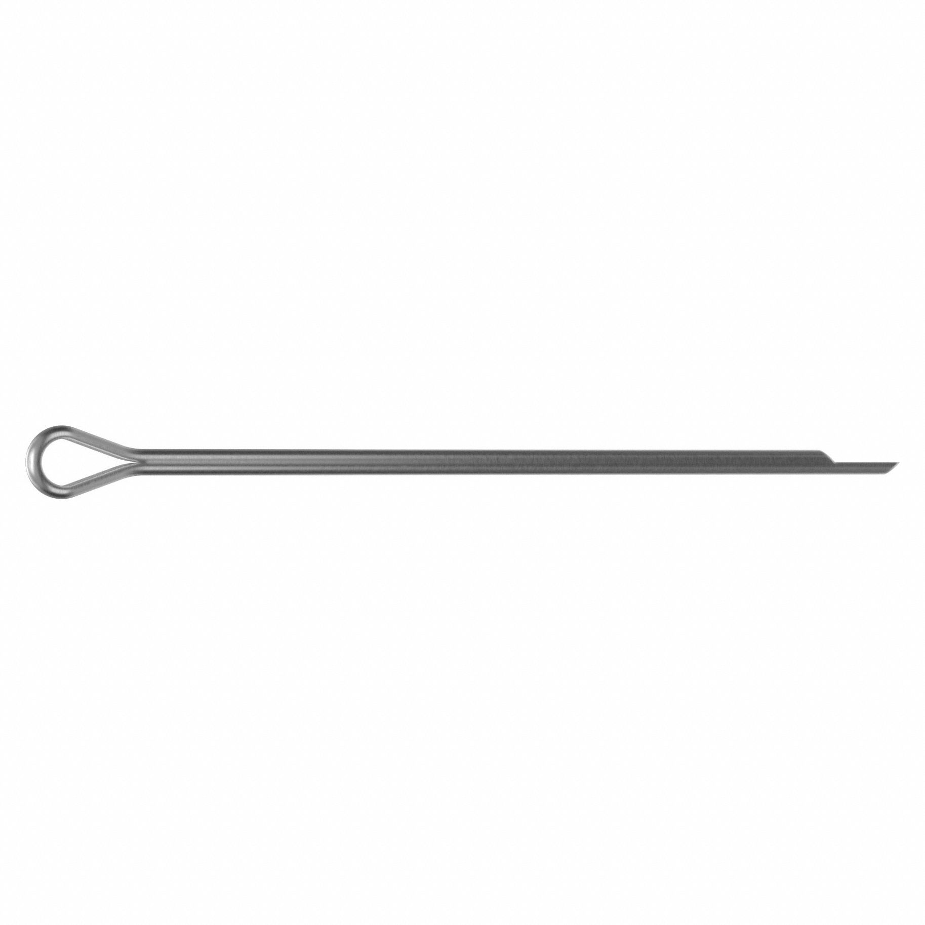 Cotter Pin, 1/8 in dia, 3.5 in L, PK100: Extended Prong, Inch, 1/8 in Pin Dia, Stainless Steel, 100 PK