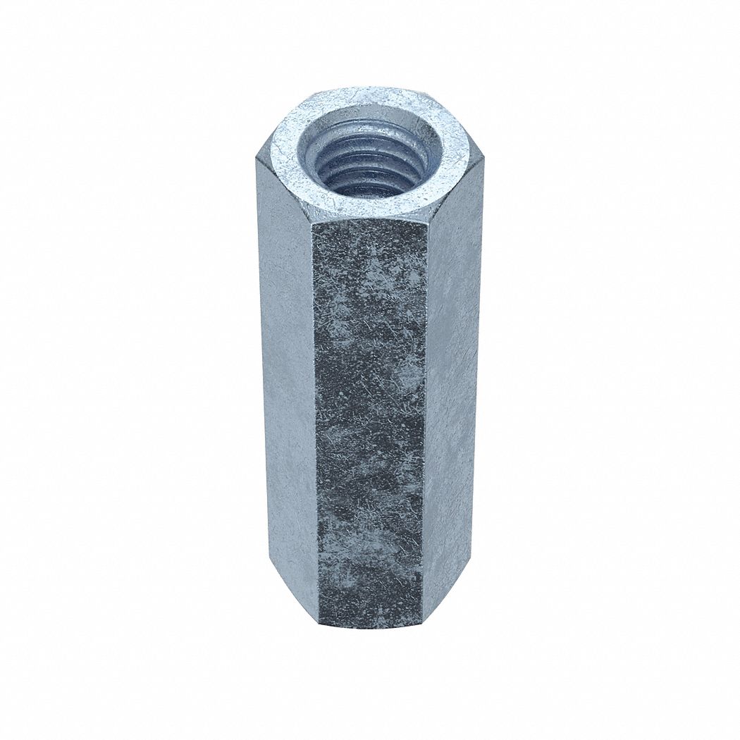 COUPLING NUT, ZINC PLATED, GRADE A, STEEL, ⅜