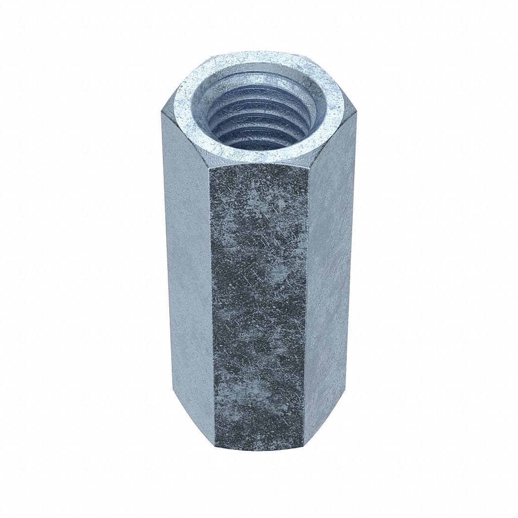 COUPLING NUT, ZINC PLATED, GRADE A, STEEL, ½