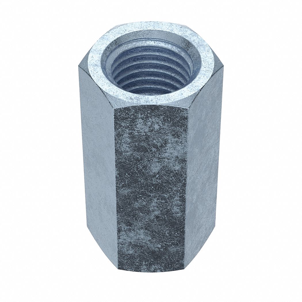 COUPLING NUT, ZINC PLATED, GRADE A, STEEL, 1