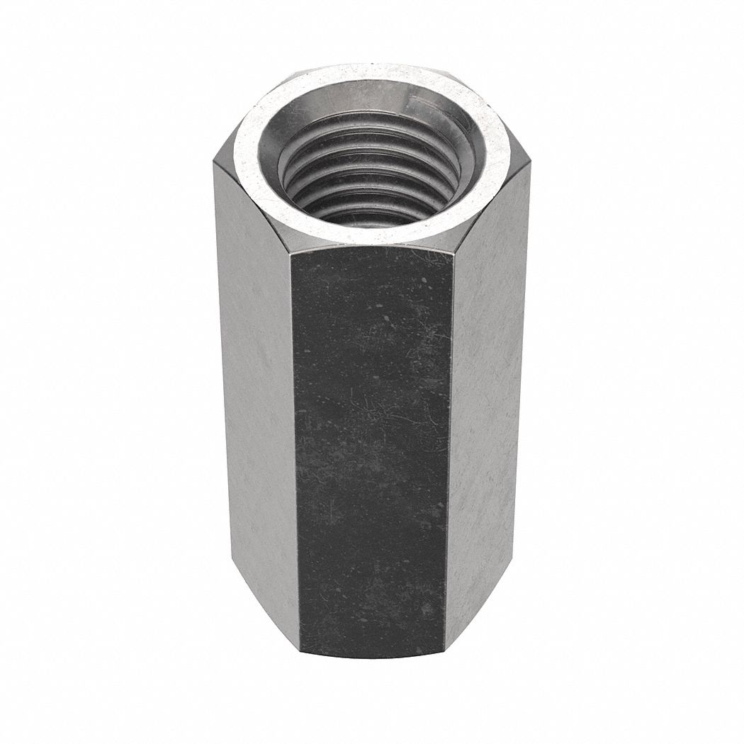 Coupling Nut: Plain, 18-8, Stainless Steel, 3/4"-10 Thread, 1 in Hex Wd, 2 1/4 in Lg, 2 PK