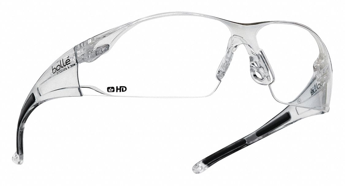Safety Glasses: HD Lens, Frameless, Anti-Reflective/Scratch-Resistant, Clear Frame